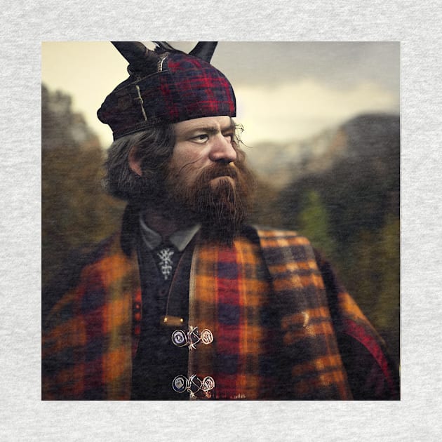 Scottish Highlander in Clan Tartan by Grassroots Green